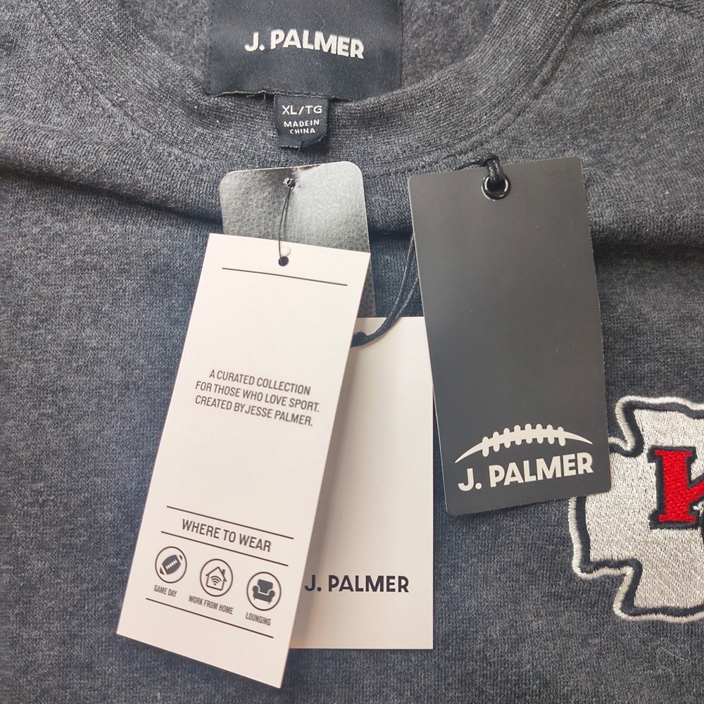 NWT J. Palmer Kansas City Chiefs Crewneck Sweatshirt XL Gray NFL Fan Gear - Picture 4 of 6